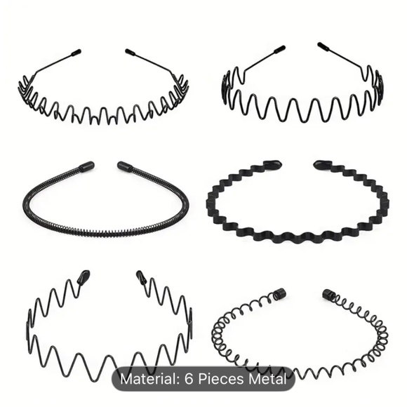 🆓FREE! WITH ANY PURCHASE 6 pieces Non-Slip Metal Headbands - Fashionable Wave - Picture 1 of 6